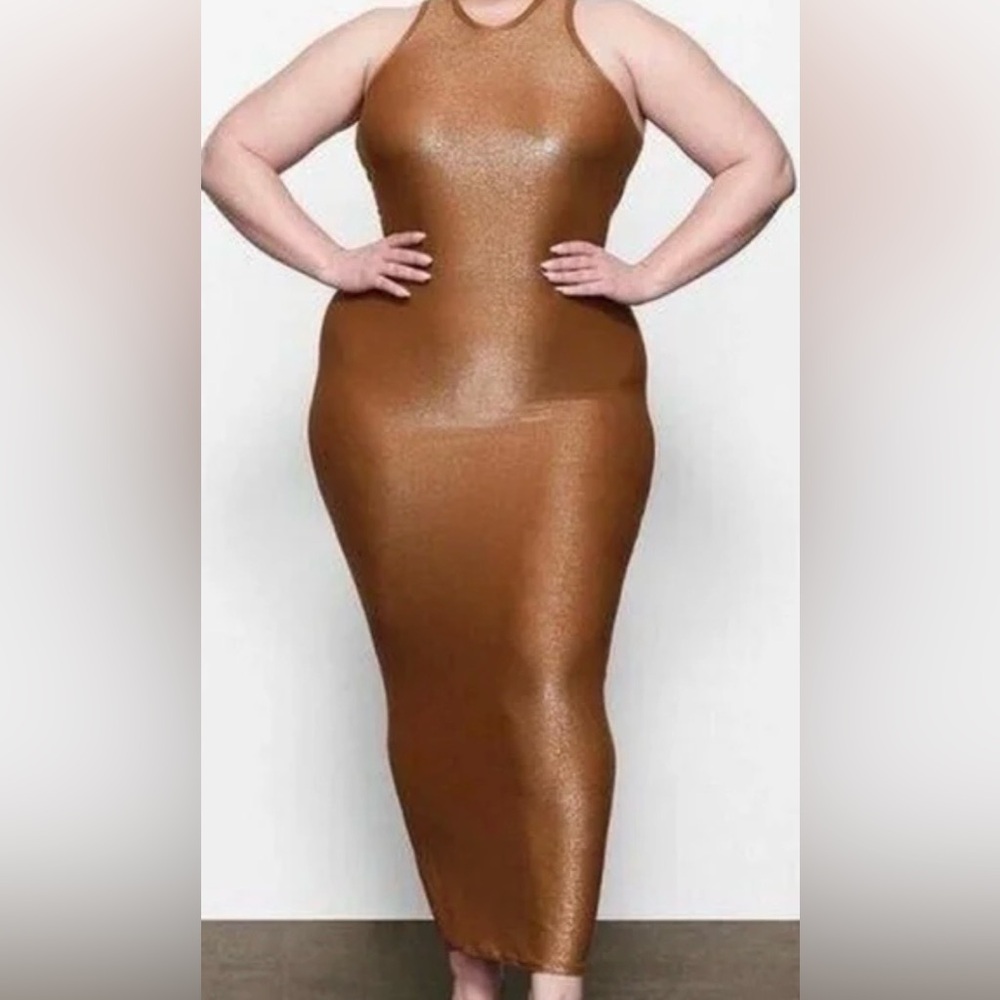 Skims shimmer dress color copper